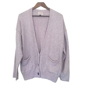Universal Thread Lavender Confetti Speckle Cardigan Large Button Front V-Neck